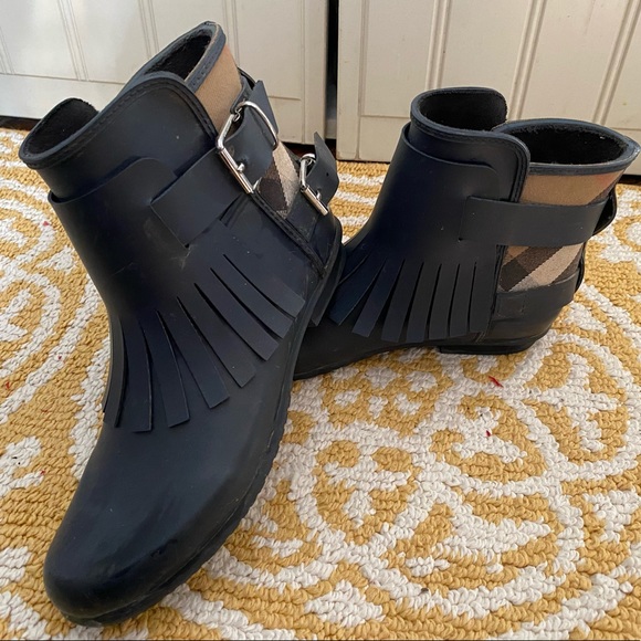 Burberry Fritt Check Fringe Rain Boot 